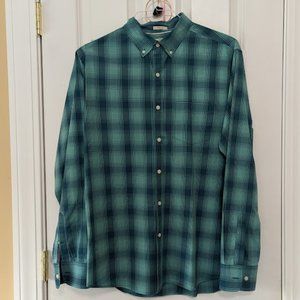 Like New Hawker Rye Long Sleeve Oxford Shirt Green Plaid Check Sz L